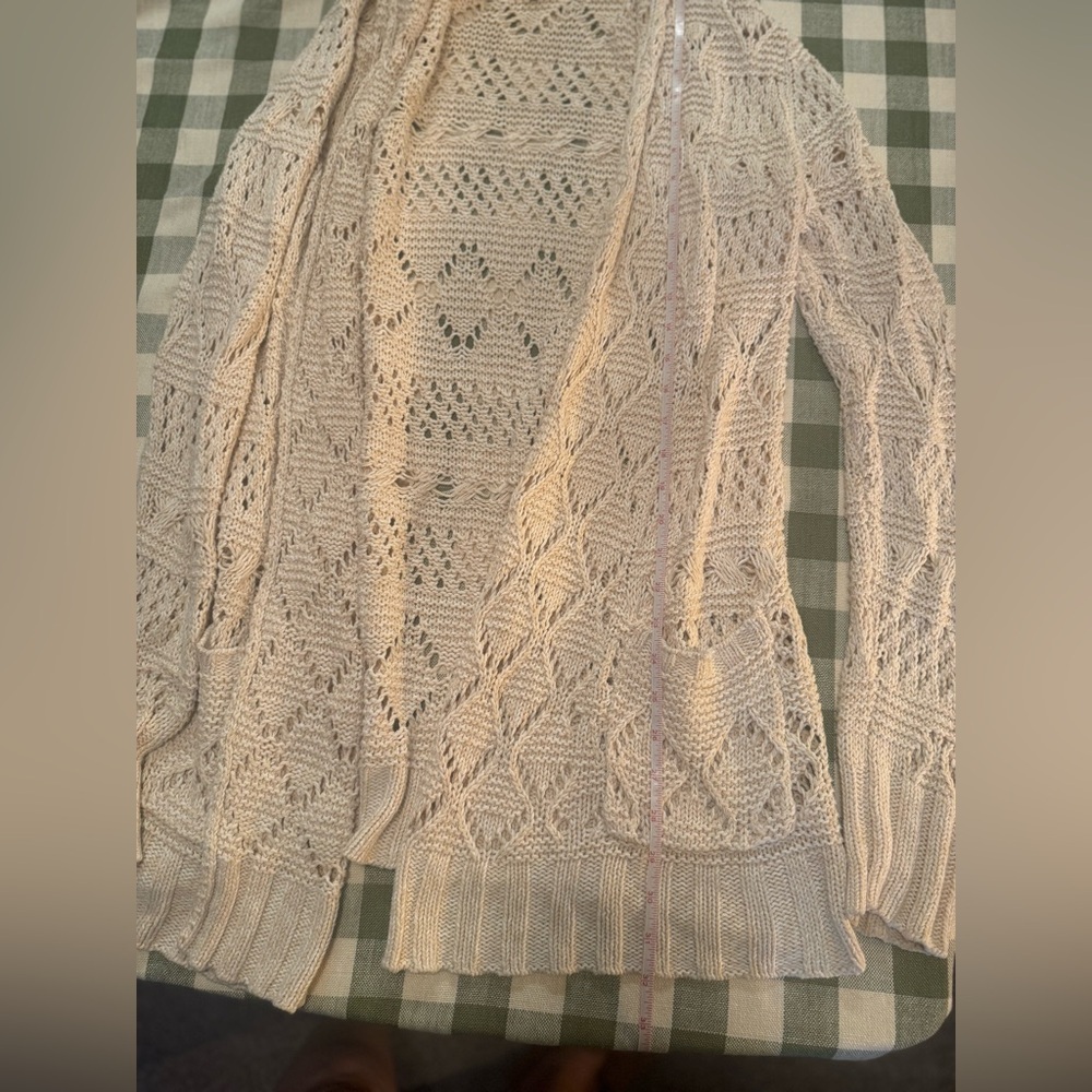 Lucky Brand Beige Open-Knit Cardigan - Picture 6 of 10